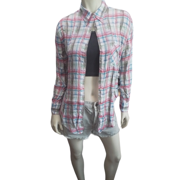 Free People We the Free Tie Front XSmall Long Sleeve Button Down Shirt - Picture 17 of 17